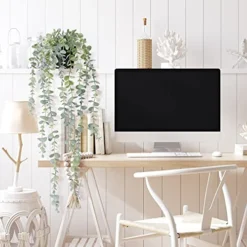 COCOBOO 1pcs Artificial Hanging Plants, Fake Potted Eucalyptus Faux Hanging Plant For Wall Room Home Indoor Outdoor Shelf Decor -Nearly Natural Store 51KV15agY4L