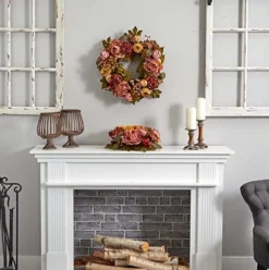 Artificial Peony Hydrangea Wreath -Nearly Natural Store 51KnY7eP9sL