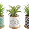 Letinaner Artificial Succulent Plants Fake Pineapple In Pots Artificial Faux Plants Greenery Decorations For Hotel Restaurant Home Office Kitchen Table, Set Of 3