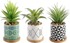 Letinaner Artificial Succulent Plants Fake Pineapple In Pots Artificial Faux Plants Greenery Decorations For Hotel Restaurant Home Office Kitchen Table, Set Of 3 -Nearly Natural Store 51LOmQ0HCxL. AC
