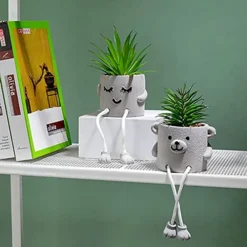 Lavenor Artificial Potted Plant Fake Succulent Plant Cute Hanging Leg Emotional Cement Potted Succulents Decor For Desk Shelf Bedroom Living Room And Office Decoration(Type A + Type C) -Nearly Natural Store 51Mbrmw6A2L