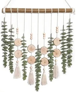 Boho Wall Decor Artificial Eucalyptus Wall Hanging Bathroom Decor Fake Eucalyptus Plants Greenery Leaves With Wooden Bead Garland On Stick Rustic Farmhouse Home Decorations For Bedroom Nursery Kitchen -Nearly Natural Store 51NR2TgJxmL. AC