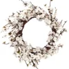 Nearly Natural 4191 24" Plum Blossom Wreath White