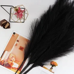 ZIFTY 7-Pcs 38"/3.1FT Faux Pampas Grass Large Tall Fluffy Artificial Fake Flower Boho Decor Bulrush Reed Grass For Vase Filler Farmhouse Home Wedding Decor (Black) -Nearly Natural Store 51OeL6uTOcL
