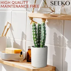 SEEKO Fake Cactus For Home Décor 11" - Artificial Faux Cactus For Southwest, Office, Desk, Shelf - Indoor Fake Plants - White Décor Accents - Modern Farmhouse Decor  -Nearly Natural Store 51PkDZv2QFL