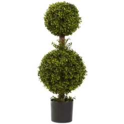 Nearly Natural 5920 Double Boxwood Topiary, 35-Inch, Green,13 X 13 X 35 Inches