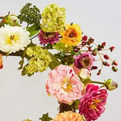 Nearly Natural 24" Peony Wreath, 24in, Mixed -Nearly Natural Store 51Ru192RpaL