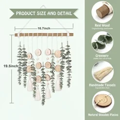 Cyitimo Bathroom Decor Artificial Eucalyptus Greenery Hanging Wall Decor Faux Eucalyptus Leaves Hanging Plant With Wooden Stick With Rustic Farmhouse For Bedroom Nursery Boho Home Decorations -Nearly Natural Store 51S44yEbbpL