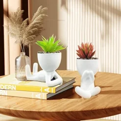 Succulents Plants Artificial For Room Decor, Fake Succulent With Human Shaped Pots, Aesthetic Plants For Desk Decor, Cute Fake Plants For Office Decor, Good Ideas For Gifts, Home Decorations 3PCS 9 Succulents Plants Artificial For Room Decor, Fake Succulent With Human Shaped Pots, Aesthetic Plants For Desk Decor, Cute Fake Plants For Office Decor, Good Ideas For Gifts, Home Decorations 3PCS -Nearly Natural Store 51SXqoAmf6L