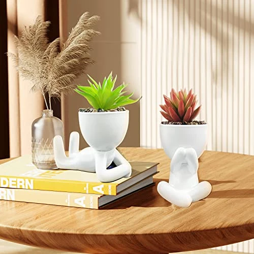 Succulents Plants Artificial For Room Decor, Fake Succulent With Human Shaped Pots, Aesthetic Plants For Desk Decor, Cute Fake Plants For Office Decor, Good Ideas For Gifts, Home Decorations 3PCS 3 Succulents Plants Artificial For Room Decor, Fake Succulent With Human Shaped Pots, Aesthetic Plants For Desk Decor, Cute Fake Plants For Office Decor, Good Ideas For Gifts, Home Decorations 3PCS - Image 3