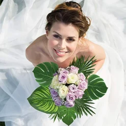 Auihiay 90 PCS 6 Kinds Monstera Leaves Palm Leaves Tropical Party Decorations Jungle Leaf With Stem For Tropical Leaves Decorations Beach Birthday Jungle Party Palm Leaves Decorations -Nearly Natural Store 51TXMMY23RL