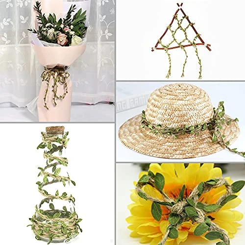 Natural Jute Twine, 66 Feet 5mm Burlap Leaf Ribbon, Braided Decoration Vine With Artificial Green Leaves For Jungle Safari Themed Party Birthday Wedding Garden Home Decor(1 Roll) 4 Natural Jute Twine, 66 Feet 5mm Burlap Leaf Ribbon, Braided Decoration Vine With Artificial Green Leaves For Jungle Safari Themed Party Birthday Wedding Garden Home Decor(1 Roll) - Image 4