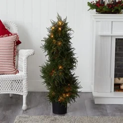 Nearly Natural 5915 Cedar Spiral Topiary With Lights, 43-Inch, Green -Nearly Natural Store 51VTu7PVSJL