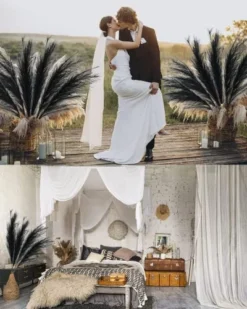 Tall 43'' Black 3-pcs Artificial Faux Pampas Grass Tall, Decor For Living Room / Wedding Decoration Floor Vase Filler -Nearly Natural Store 51Wy7xH1TbL