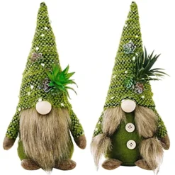 ZTML MS Succulents Air Plants Gnomes, 2Pcs Mr And Mrs Handmade Green Plants Gnomes Plush With Slender Leaves For Plant Stand Indoor Decor, Swedish Plush For Summer Living Room Office Desk Decor