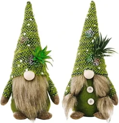 ZTML MS Succulents Air Plants Gnomes, 2Pcs Mr And Mrs Handmade Green Plants Gnomes Plush With Slender Leaves For Plant Stand Indoor Decor, Swedish Plush For Summer Living Room Office Desk Decor -Nearly Natural Store 51Z9hdMvicL. AC