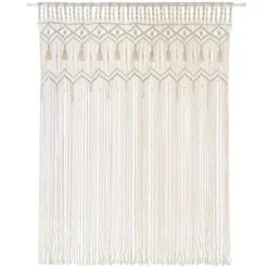 Mkono Macrame Curtain Large Boho Woven Wall Hanging Window Curtains Handmade Bohemian Decor For Window Doorway Closet Wedding Backdrop Arch Bedroom Living Room Apartment, 51''W X 70''L