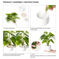 Mkono Fake Plants In Ceramic Pot, 11" Potted Artificial Plants For Home Decor Indoor Faux Green Leaf Plant With Modern White Planter For Desk Shelf Office Room Decoration (Pothos) -Nearly Natural Store 51aStKGKSaL