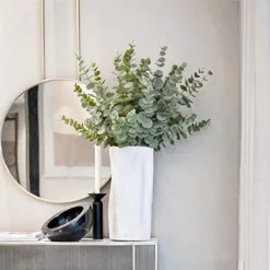 FUNARTY 15pcs Artificial Eucalyptus Leaves Stems 18" Tall Greenery Decor Faux Eucalyptuses Real Touch For Wedding Bouquet Centerpiece Home Decor -Nearly Natural Store 51b72z8GuSL