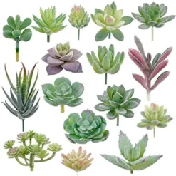 Augshy Artificial Succulents, 16 Pack Fake Succulents Plants Artificial Small Fake Plants Faux Succulents Unpotted For Lotus Landscape Decorative Garden Arrangement Decor -Nearly Natural Store 51bBrChkkL. AC