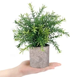 CEWOR 2 Pack Artificial Plants Mini Potted Plants Fake Bamboo Leaves Faux Rosemary Small House Plants For Home Office Desk Room Decor -Nearly Natural Store 51bOmo9sLBL