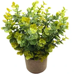 Svenee Mini Potted Plants Artificial Flocked Eucalyptus Greenery In Pots Faux Potted Herbs Small Houseplants For Indoor Outdoor Greenery Tabletop Decoration Centerpiece, Garden,Farmhouse (1)