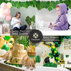 Decopom Palm Leaves Artificial Tropical Monstera-84Pcs 6 Kinds Large Small Green Fake Palm Leaf With Stems For Safari Jungle Hawaiian Luau Party Table Decoration Wedding Birthday Theme Party -Nearly Natural Store 51dglm42WWL