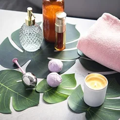 66 Pcs Artificial Palm Leaves Tropical Monstera Fake Large Green Leaf Table Wall Decoration For Jungle Safari Hawaiian Luau Party BBQ Beach Bridal Shower Wedding Birthday Classroom Supplies(3 Size)