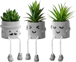 SEMSOIIO 2 Pcs Fake Plants In Cement Pot With Hanging Legs, Creative Artificial Faux Succulent For Home/Office Decor (Tongue & Smoking) -Nearly Natural Store 51h3tcgQaWL. AC