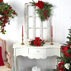 Nearly Natural 4920 Poinsettia And Berry Candleabrum, Red -Nearly Natural Store 51hC5Nu2wBL