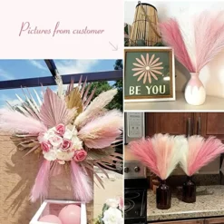 Serwalin Pampas Grass Pink 17.7 Inch 6pcs, Artificial Pampas Grass Faux Pink Pompas Grass Decor, Short Pompous Grass Blush Room Decoration, Wedding Centerpieces Mothers Day Pink Home Decor -Nearly Natural Store 51hh3A148pL