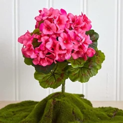 Nearly Natural Geranium Artificial Bush UV Resistant, Set Of 4 (Indoor/Outdoor), Beauty,14"Dx14"Wx13"H -Nearly Natural Store 51k6jXPZBTL