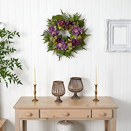 Nearly Natural 4230 24" Hydrangea Berry Wreath Purple 4 Nearly Natural 4230 24" Hydrangea Berry Wreath Purple - Image 4