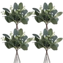 DEEMEI 22pcs Artificial Eucalyptus Stems Bulk Silver Dollar Leaves Eucalyptus Branches Greenery Decor(11.4" Tall)