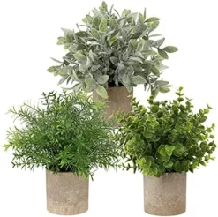 Briful Artificial Potted Plants Set Of 3 Small Faux Plant Eucalyptus Mini Fake Plant Decor For Home Table Office Room Desk Bathroom Shelf Kitchen Rustic Farmhouse Mantel Decoration -Nearly Natural Store 51oKLjPPWQL. AC