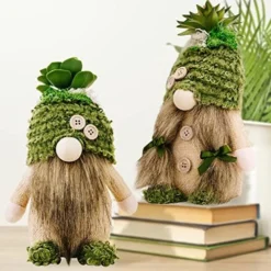 ZTML MS Succulents Air Plants Gnomes, 2Pcs Mr And Mrs Handmade Green Plants Gnomes Plush With Slender Leaves For Plant Stand Indoor Decor, Swedish Plush For Summer Living Room Office Desk Decor -Nearly Natural Store 51pDypmqBFL. AC