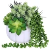 White Fall Pumpkin Centerpiece Artificial Succulent Pumpkin Arrangement With Assorted String Of Pearls Succulents For Fall Thanksgiving Gifts Home Wedding Table Mantel Windowsill Shelf Decor