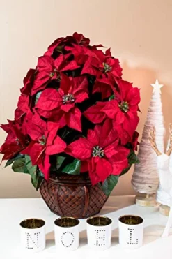 Nearly Natural 1265 22in. Poinsettia With Decorative Planter Silk Arrangement -Nearly Natural Store 51r0nvj6dBL