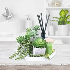 Set Of 3 Small Potted Succulents Plants Arrangement Decoration Assorted Green Fake Succulents Aloe In Rusitc Wooden Pots For Home Living Room Bathroom Table Windowsill Shelf Office Desk Indoor Decor -Nearly Natural Store 51sEdLyLfBL