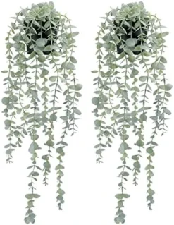 COCOBOO 1pcs Artificial Hanging Plants, Fake Potted Eucalyptus Faux Hanging Plant For Wall Room Home Indoor Outdoor Shelf Decor -Nearly Natural Store 51sH7rFV7UL. AC