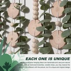 Boho Wall Decor Artificial Eucalyptus Wall Hanging Bathroom Decor Fake Eucalyptus Plants Greenery Leaves With Wooden Bead Garland On Stick Rustic Farmhouse Home Decorations For Bedroom Nursery Kitchen -Nearly Natural Store 51sJhL0RNFL