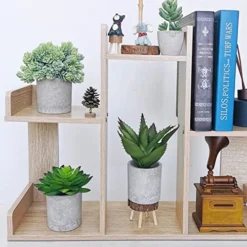 Winlyn Set Of 3 Artificial Potted Succulents Plants In Rustic Wood Tray Succulents Arrangement For Farmhouse Table Centerpiece Desk Windowsill Shelf Counter Home Bathroom Kitchen Office Country Decor -Nearly Natural Store 51sLAkY7X8L