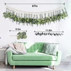 HYUZO Hanging Eucalyptus Boho Wall Decor Large Bedroom Eucalyptus Garland Artificial Eucalyptus Greenery Farmhouse Rustic Wall Hanging Fake Plants Leaves 5.6 Feet For Bathroom Living Room Decorations -Nearly Natural Store 51siVJUQZaL