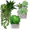 Set Of 3 Small Potted Succulents Plants Arrangement Decoration Assorted Green Fake Succulents Aloe In Rusitc Wooden Pots For Home Living Room Bathroom Table Windowsill Shelf Office Desk Indoor Decor