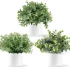 Mkono Fake Plants In Ceramic Pot, 3 Pack Potted Artificial Eucalyptus Plants For Home Decor Indoor Faux Green Rosemary For Desk Shelf Coffee Centerpiece Bathroom Office Decor