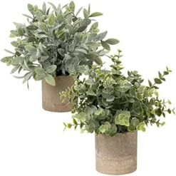 Briful Artificial Potted Plants Set Of 3 Small Faux Plant Eucalyptus Mini Fake Plant Decor For Home Table Office Room Desk Bathroom Shelf Kitchen Rustic Farmhouse Mantel Decoration -Nearly Natural Store 51uugILjiL. AC