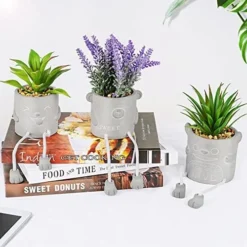 Natheeph 2 Pcs Succulents Plants Artificial Fake Plant Faux Succulents Hanging Leg With Cement Potted For Home Office Desk Bedroom Bookshelf Greenery Decoration (Smile & Bear) -Nearly Natural Store 51uyfGlKWL. AC