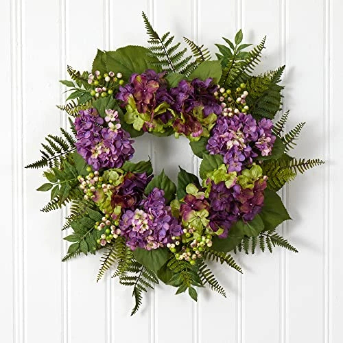 Nearly Natural 4230 24" Hydrangea Berry Wreath Purple 5 Nearly Natural 4230 24" Hydrangea Berry Wreath Purple - Image 5