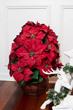 Nearly Natural 1265 22in. Poinsettia With Decorative Planter Silk Arrangement -Nearly Natural Store 51vMA6JVcLL