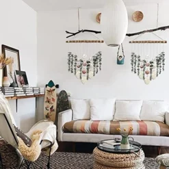 Boho Wall Decor Artificial Eucalyptus Greenery Wall Hanging Bathroom Decor Fake Eucalyptus Plants Leaves With Seashell On Stick Rustic Farmhouse Natural Home Decorations For Bedroom Nursery Kitchen -Nearly Natural Store 51vQGDRBKQL